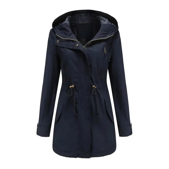 Hooded Parka Jacket with Snap Closure and Adjustable Waist – For Women Azzoria