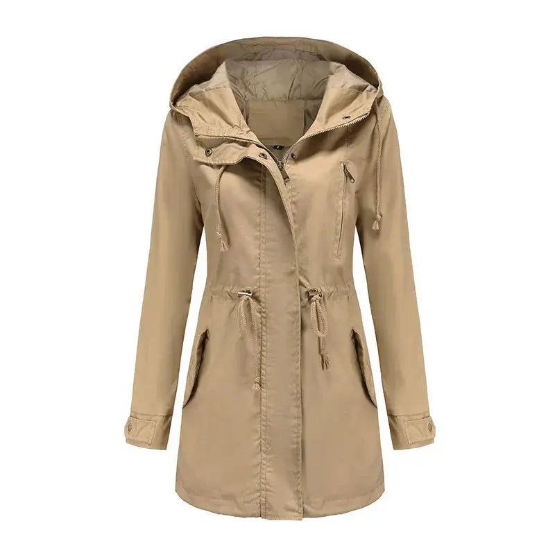 Hooded Parka Jacket with Snap Closure and Adjustable Waist – For Women Azzoria
