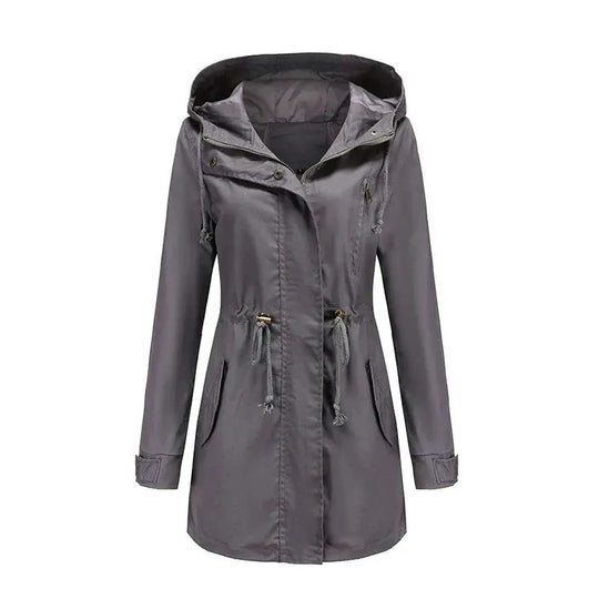 Hooded Parka Jacket with Snap Closure and Adjustable Waist – For Women Azzoria