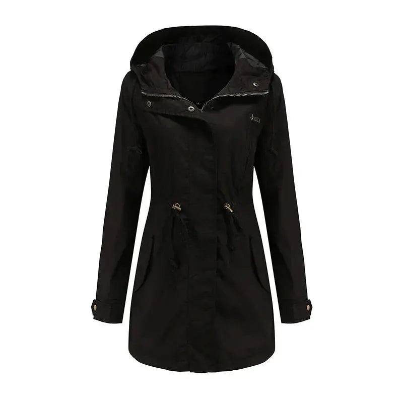 Hooded Parka Jacket with Snap Closure and Adjustable Waist – For Women Azzoria