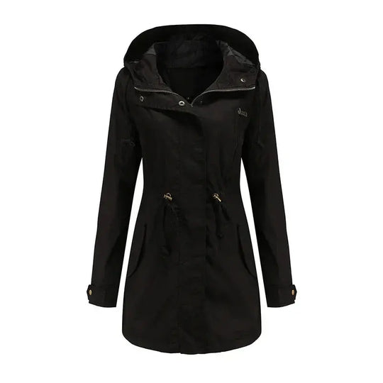 Hooded Parka Jacket with Snap Closure and Adjustable Waist – For Women Azzoria