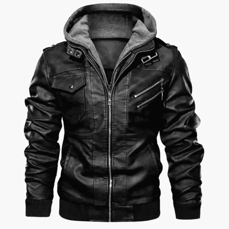 Slim Fit Hooded Men Jacket for Autumn – Zip Pockets & Tapered Cut Azzoria
