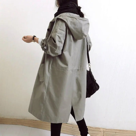 Hooded Trenchcoat Jacket For Women Azzoria