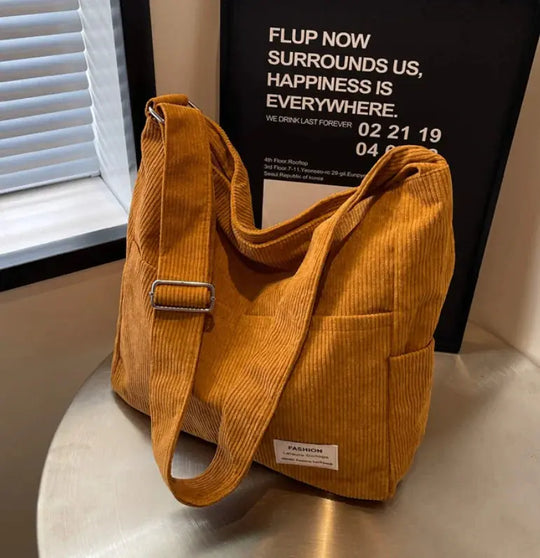 Ribbed Texture Shoulder Bag with Adjustable Strap – For Women Azzoria