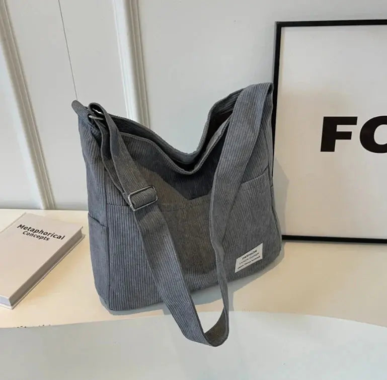 Ribbed Texture Shoulder Bag with Adjustable Strap – For Women Azzoria