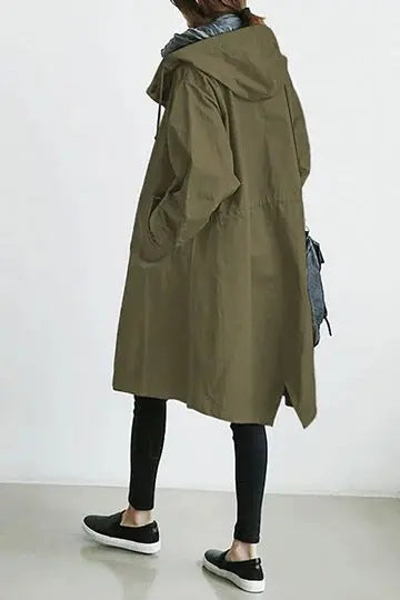 Hooded Trenchcoat Jacket For Women Azzoria
