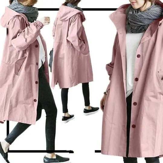 Hooded Trenchcoat Jacket For Women Azzoria