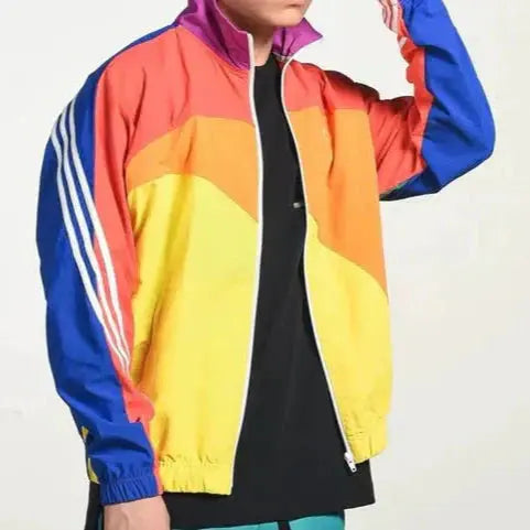 Color Block Retro Jacket for Men Azzoria