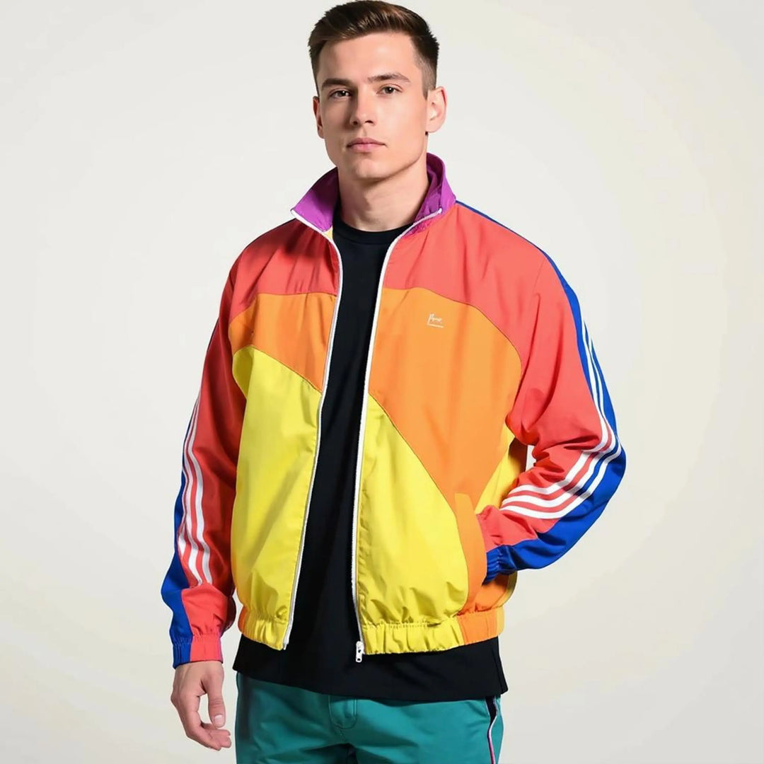 Color Block Retro Jacket for Men Azzoria