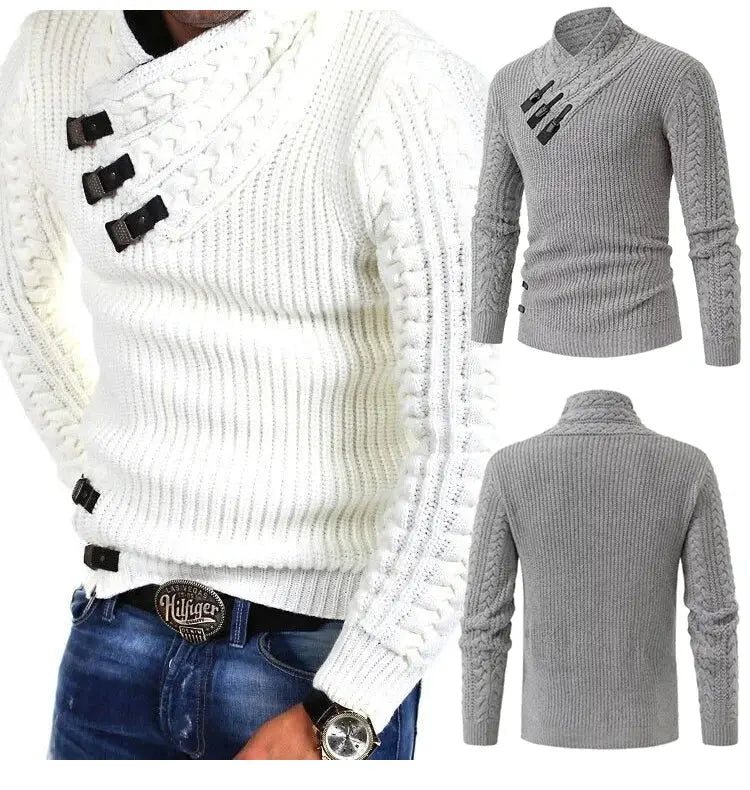 Crew Neck Knit Sweater for Men Azzoria
