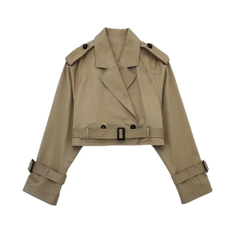 Cropped Trench Coat for Women Azzoria