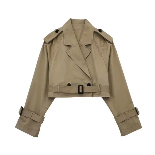 Cropped Trench Coat for Women Azzoria