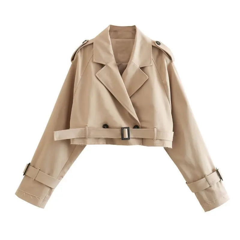 Cropped Trench Coat for Women Azzoria