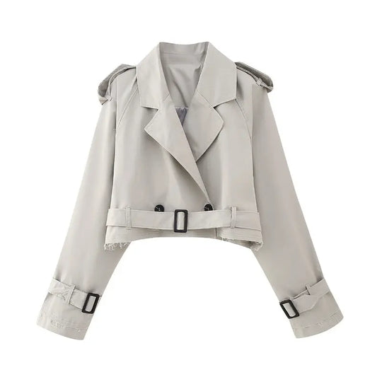 Cropped Trench Coat for Women Azzoria