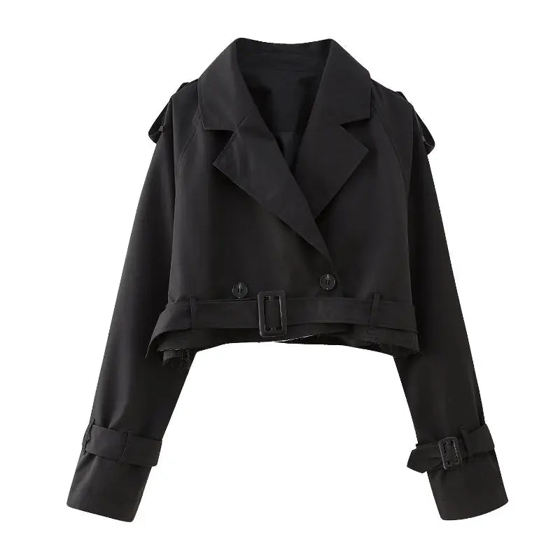 Cropped Trench Coat for Women Azzoria
