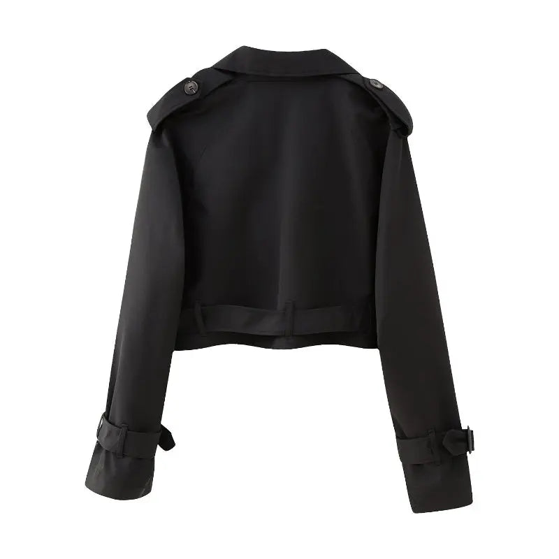 Cropped Trench Coat for Women Azzoria