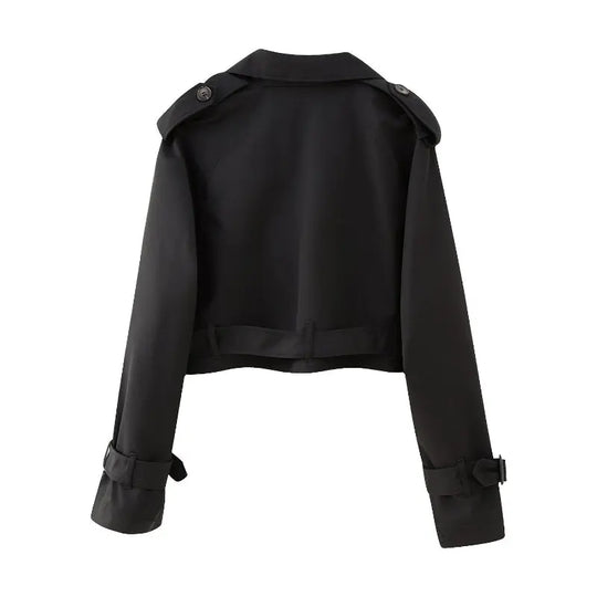 Cropped Trench Coat for Women Azzoria