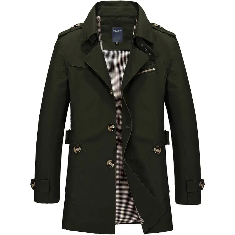 Long Classic Trench Coat for Men Azzoria