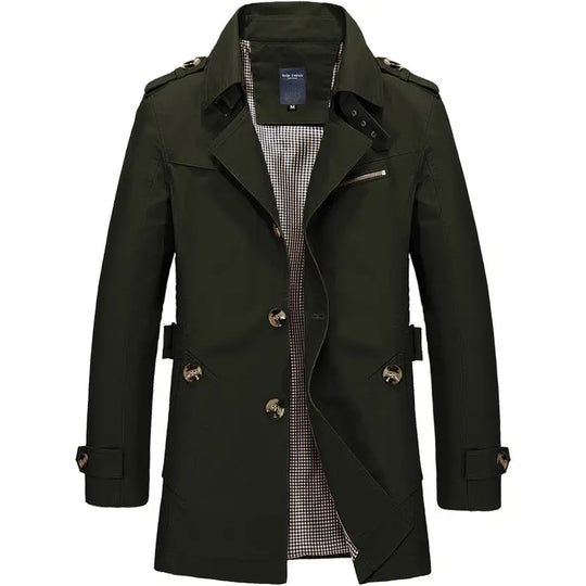 Long Classic Trench Coat for Men Azzoria