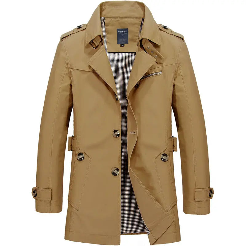 Long Classic Trench Coat for Men Azzoria