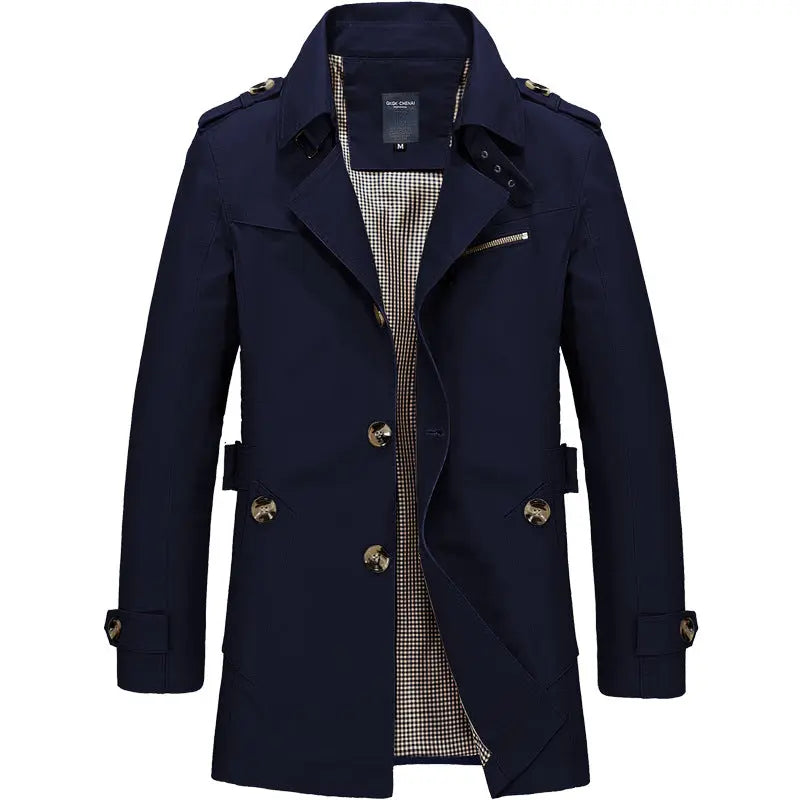 Long Classic Trench Coat for Men Azzoria