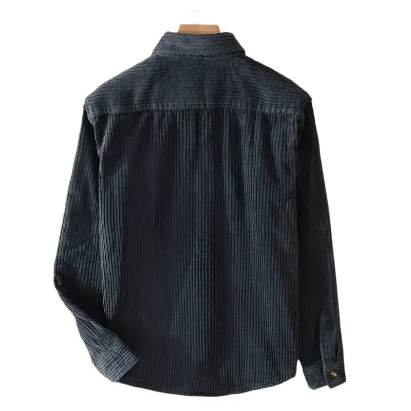 Fine-Ribbed Button-Up Shirt for Men Azzoria