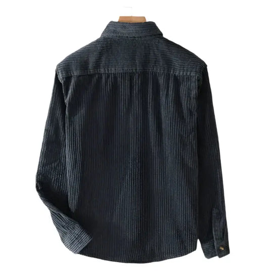 Fine-Ribbed Button-Up Shirt for Men Azzoria
