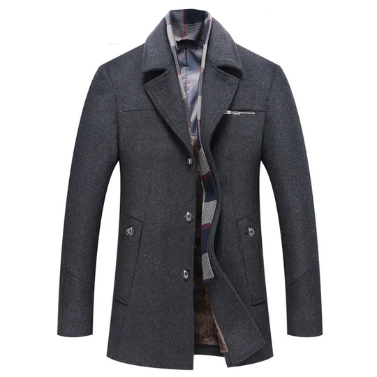 Fleece-Lined Coat with Plaid Collar for Men Azzoria
