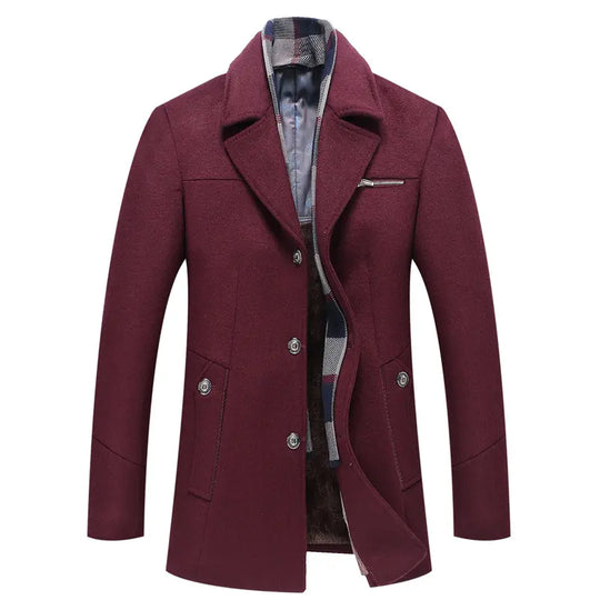 Fleece-Lined Coat with Plaid Collar for Men Azzoria