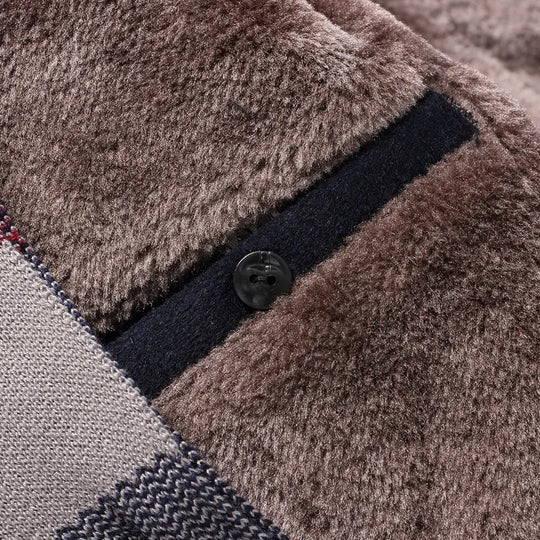 Fleece-Lined Coat with Plaid Collar for Men Azzoria