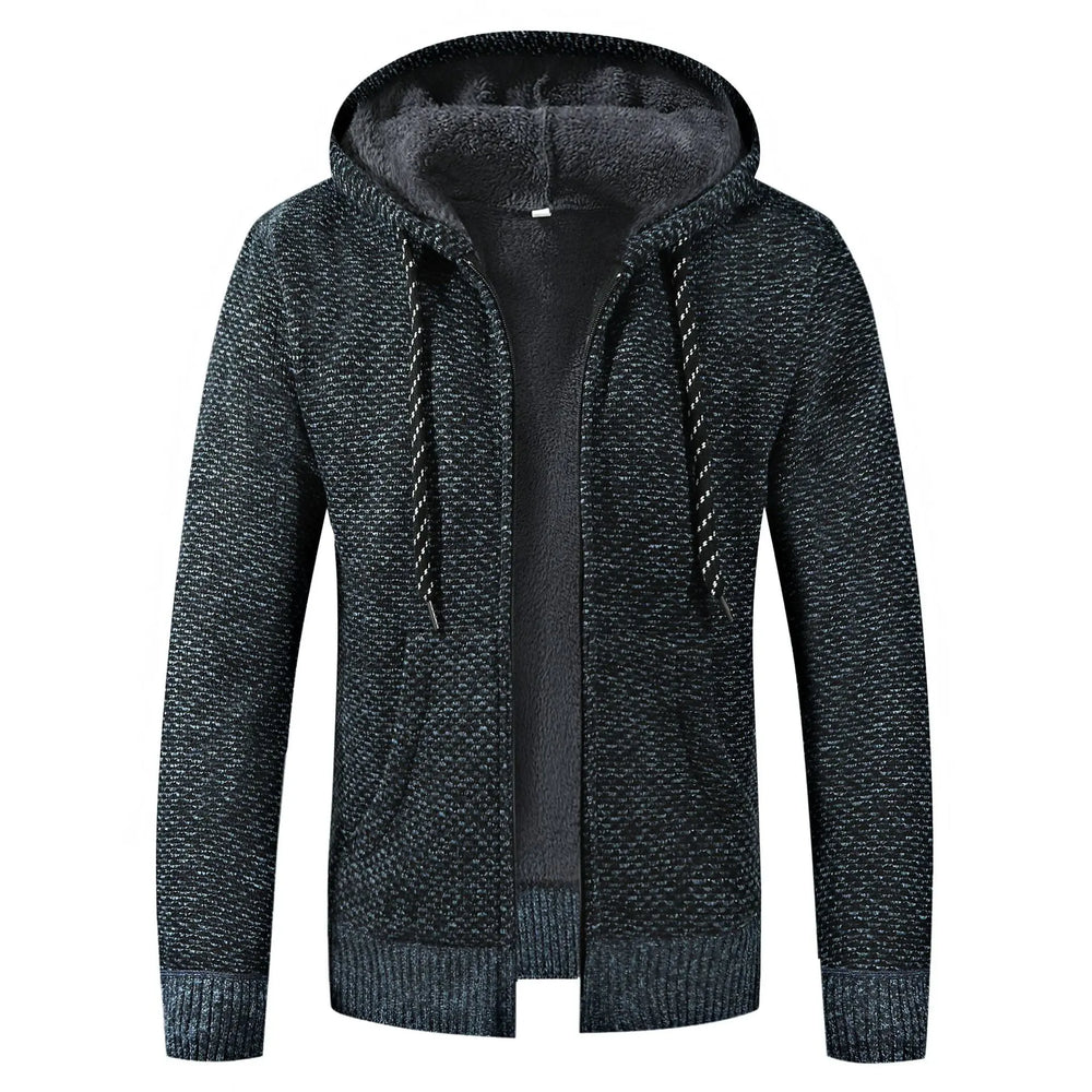 Fleece-Lined Knit Hoodie for Men Azzoria