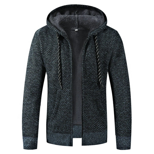 Fleece-Lined Knit Hoodie for Men Azzoria