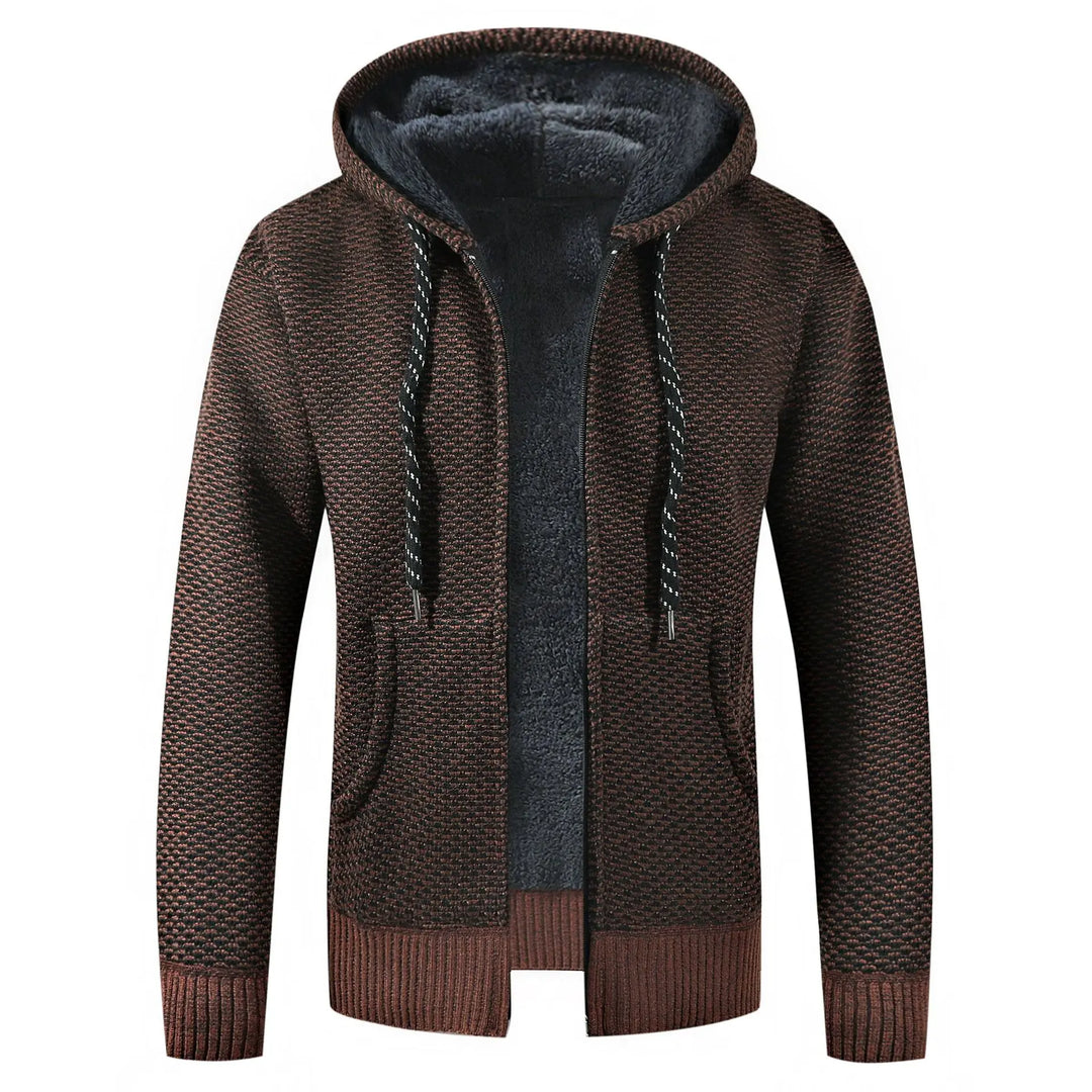 Fleece-Lined Knit Hoodie for Men Azzoria