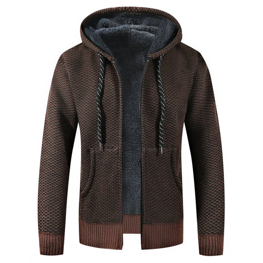 Fleece-Lined Knit Hoodie for Men Azzoria