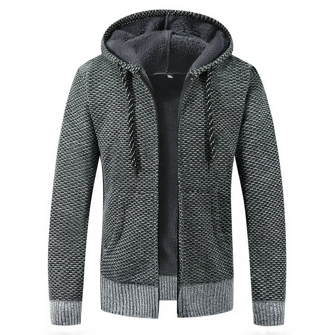 Fleece-Lined Knit Hoodie for Men Azzoria