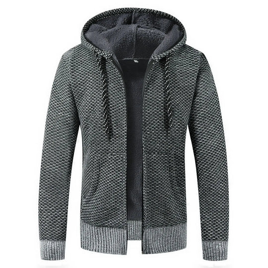 Fleece-Lined Knit Hoodie for Men Azzoria