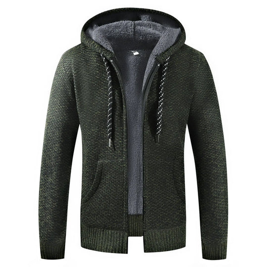 Fleece-Lined Knit Hoodie for Men Azzoria