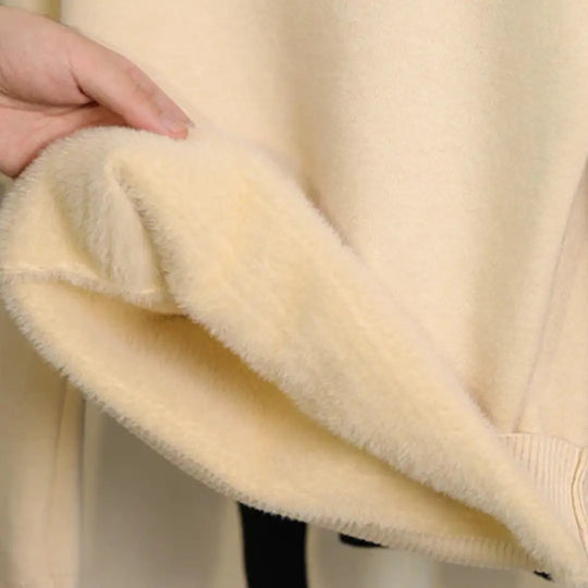 Fleece Knit Turtleneck Sweater for Women Azzoria