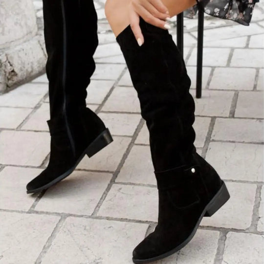 Folded Shaft Knee-High Boots for Women Azzoria