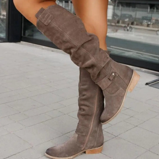 Folded Shaft Knee-High Boots for Women Azzoria
