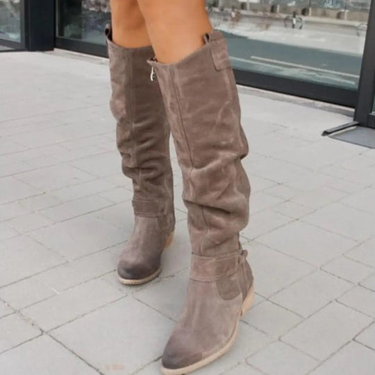 Folded Shaft Knee-High Boots for Women Azzoria