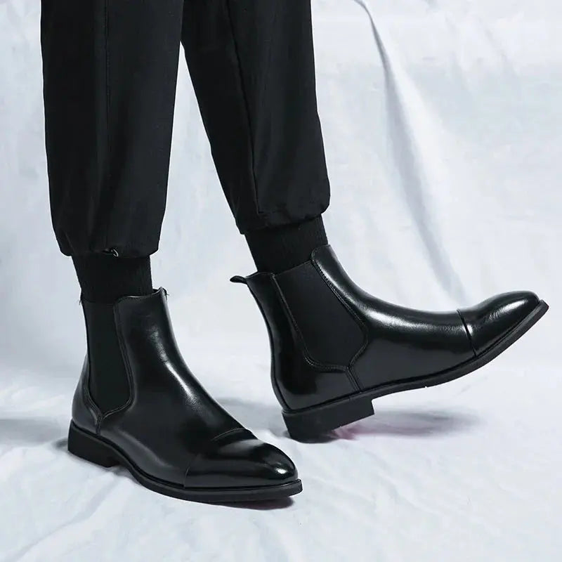 Gloss Finish Chelsea Boots for Men Azzoria