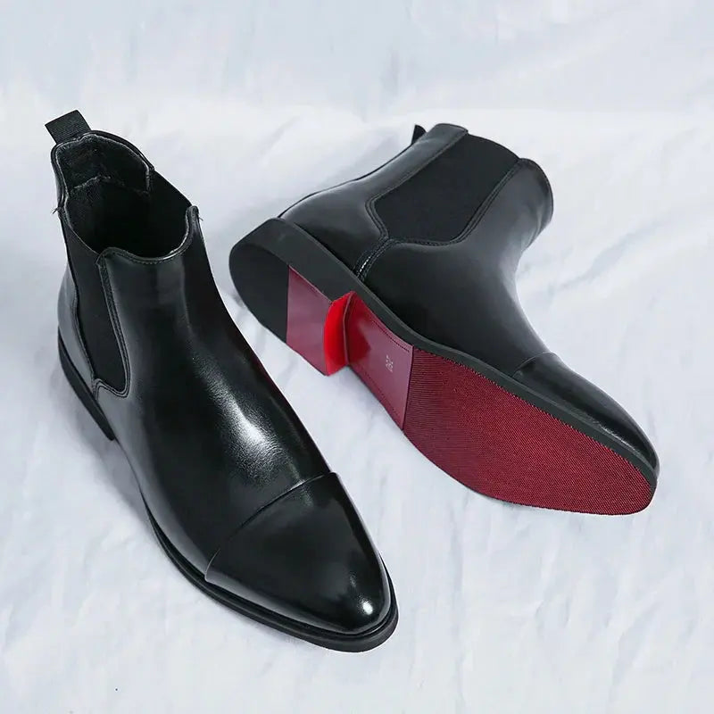 Gloss Finish Chelsea Boots for Men Azzoria