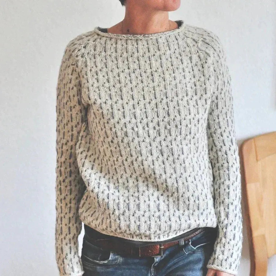 Gray Knit Sweater with Long Sleeves for Women Azzoria