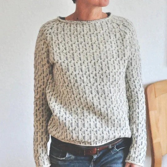 Gray Knit Sweater with Long Sleeves for Women Azzoria