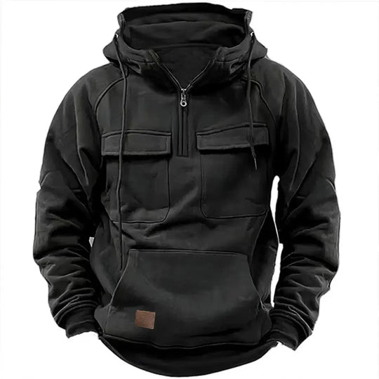 Half-Zip Pullover Hoodie with Chest Pockets for Men Azzoria