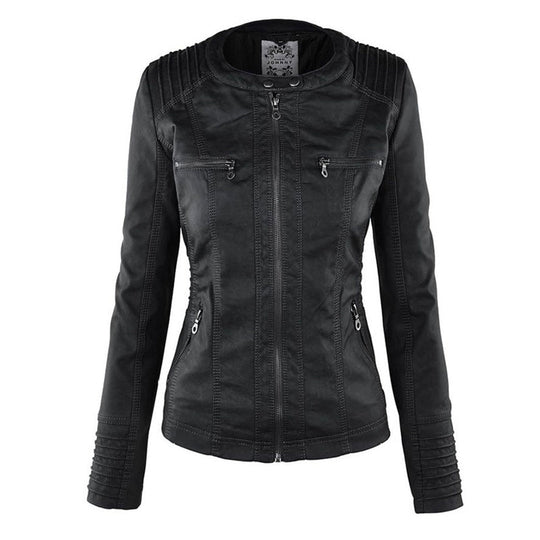 Hooded Leather Jacket for Women