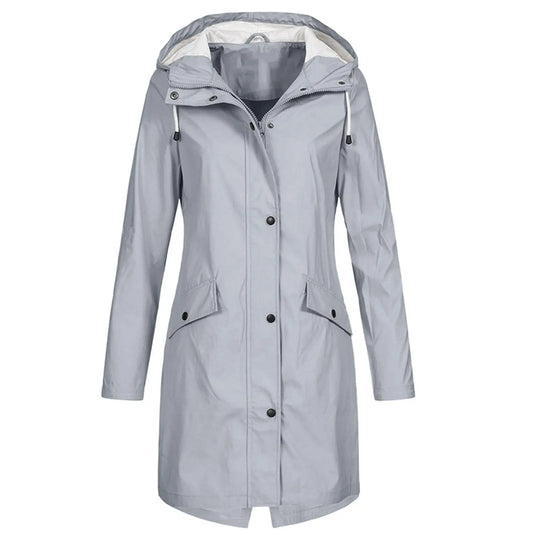 Hooded Long Rain Jacket for Women Azzoria