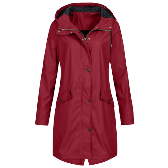 Hooded Long Rain Jacket for Women Azzoria