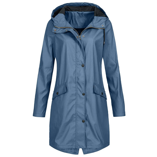Hooded Long Rain Jacket for Women Azzoria